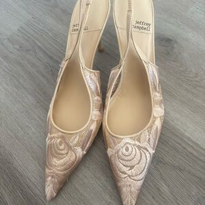 LOFFICELE Jeffrey Campbell Stiletto Heels Natural Lace